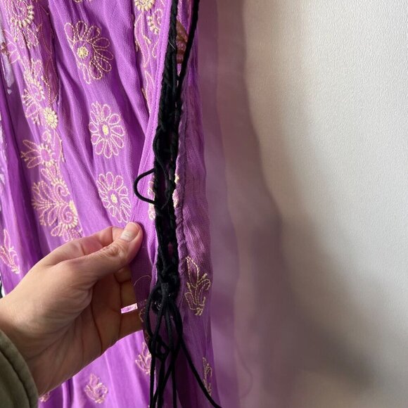 Free People Sunset Kisses Embroidered Lilac Sheer Tunic Top women’s medium - Picture 5 of 10